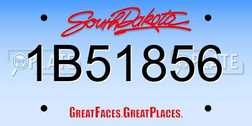1B51856 South Dakota License Plate