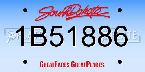 1B51886 South Dakota License Plate