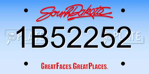 1B52252 South Dakota License Plate