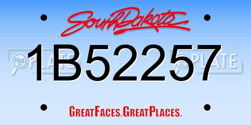 1B52257 South Dakota License Plate