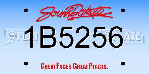 1B5256 South Dakota License Plate