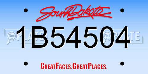 1B54504 South Dakota License Plate