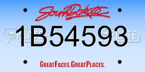 1B54593 South Dakota License Plate