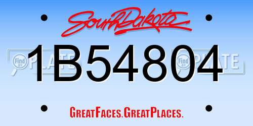 1B54804 South Dakota License Plate