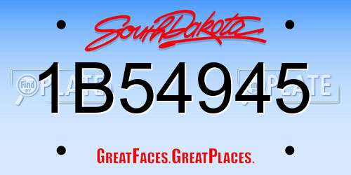 1B54945 South Dakota License Plate