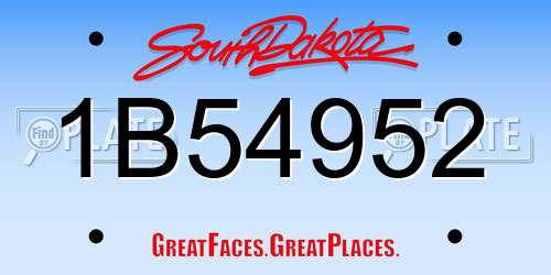 1B54952 South Dakota License Plate