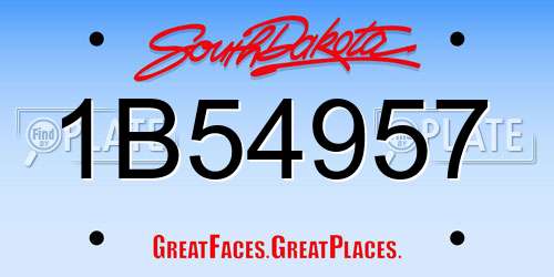 1B54957 South Dakota License Plate
