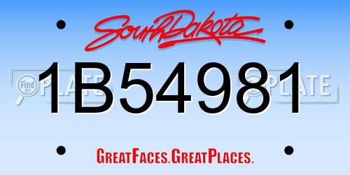 1B54981 South Dakota License Plate