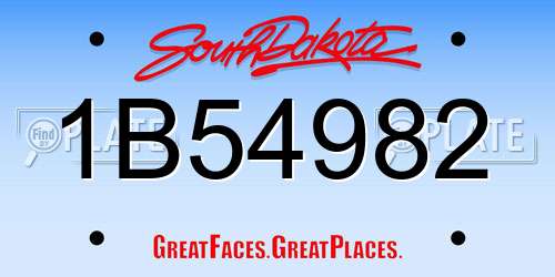 1B54982 South Dakota License Plate