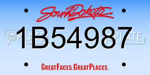 1B54987 South Dakota License Plate