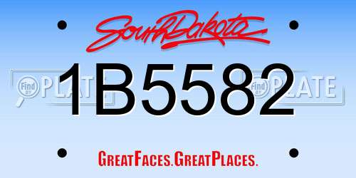 1B5582 South Dakota License Plate