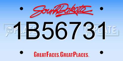 1B56731 South Dakota License Plate