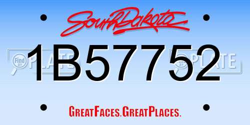 1B57752 South Dakota License Plate