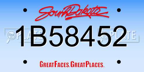 1B58452 South Dakota License Plate