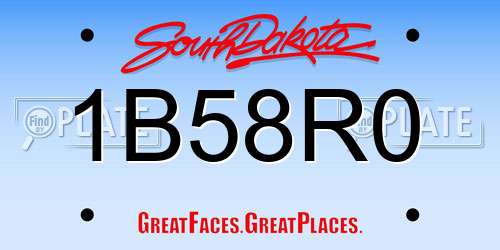 1B58R0 South Dakota License Plate
