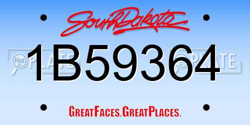 1B59364 South Dakota License Plate