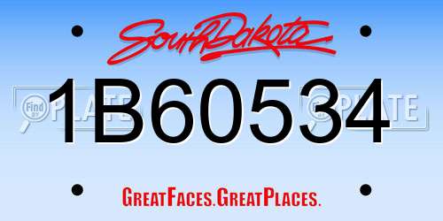 1B60534 South Dakota License Plate