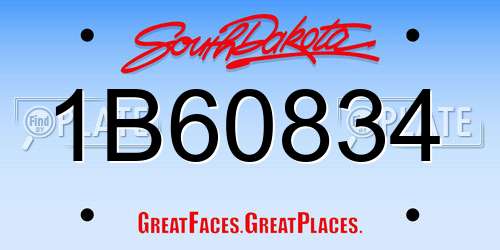 1B60834 South Dakota License Plate