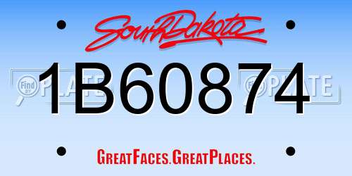 1B60874 South Dakota License Plate
