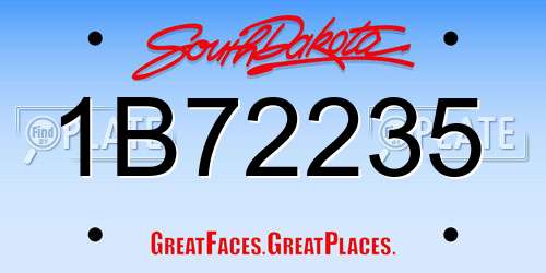 1B72235 South Dakota License Plate