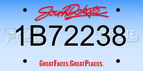 1B72238 South Dakota License Plate