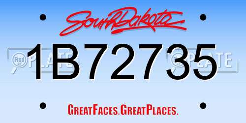 1B72735 South Dakota License Plate