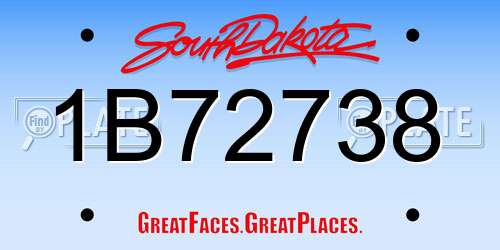 1B72738 South Dakota License Plate