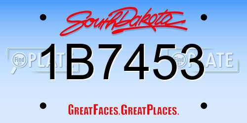 1B7453 South Dakota License Plate