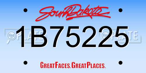 1B75225 South Dakota License Plate