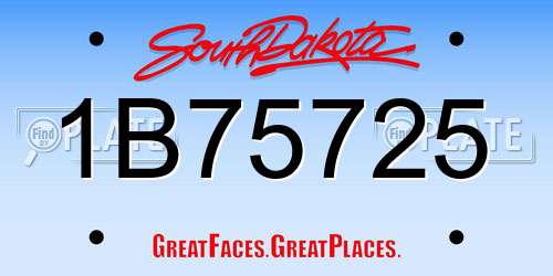 1B75725 South Dakota License Plate