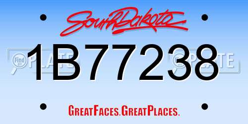 1B77238 South Dakota License Plate