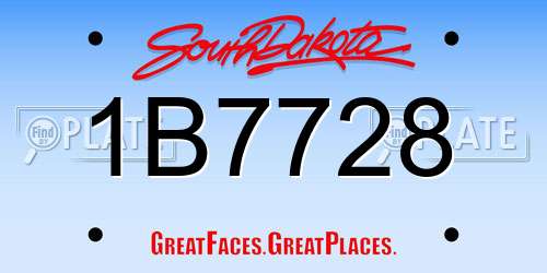 1B7728 South Dakota License Plate