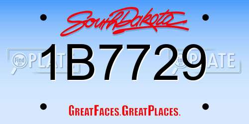 1B7729 South Dakota License Plate