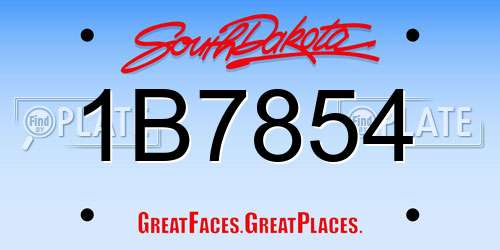 1B7854 South Dakota License Plate
