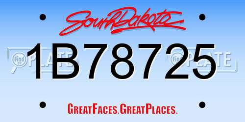 1B78725 South Dakota License Plate