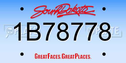 1B78778 South Dakota License Plate