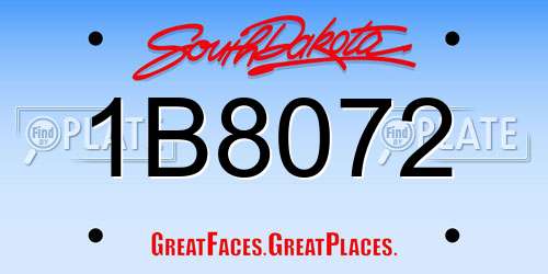 1B8072 South Dakota License Plate
