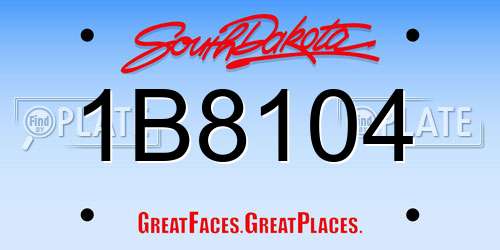 1B8104 South Dakota License Plate