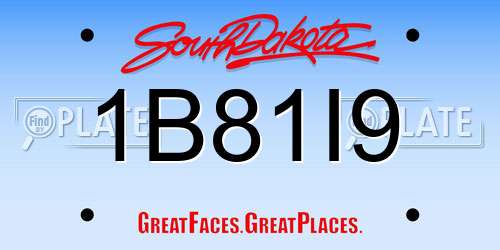 1B81I9 South Dakota License Plate