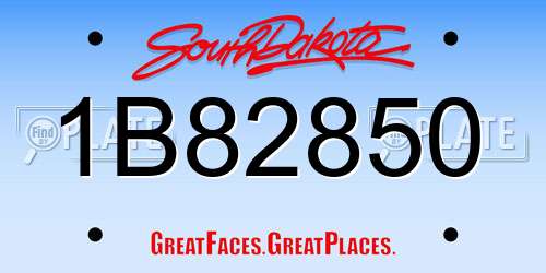 1B82850 South Dakota License Plate
