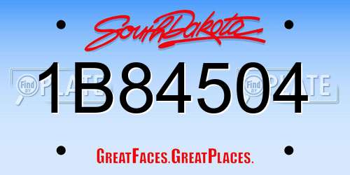 1B84504 South Dakota License Plate