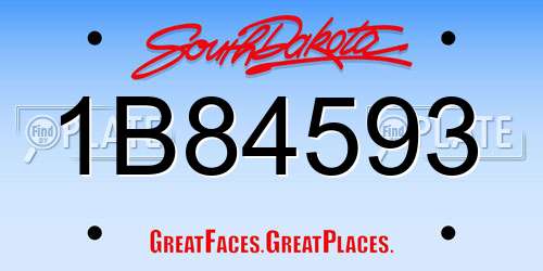 1B84593 South Dakota License Plate