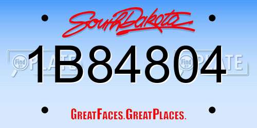1B84804 South Dakota License Plate