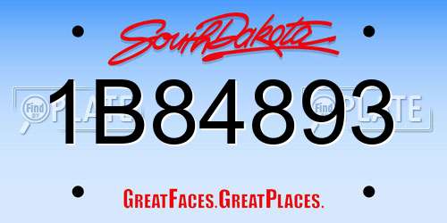 1B84893 South Dakota License Plate