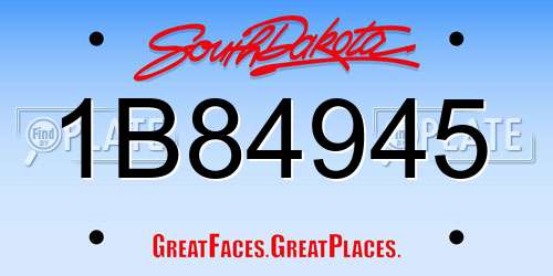 1B84945 South Dakota License Plate