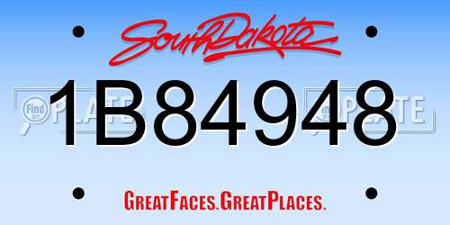 1B84948 South Dakota License Plate
