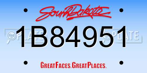 1B84951 South Dakota License Plate