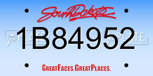 1B84952 South Dakota License Plate