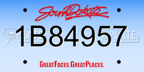 1B84957 South Dakota License Plate