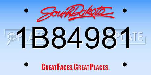 1B84981 South Dakota License Plate
